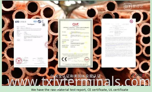  This section describes the certification of copper tube terminals